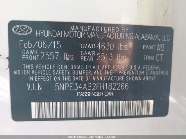 5NPE34AB2FH182266 Hyundai Sonata Limited 2.0t