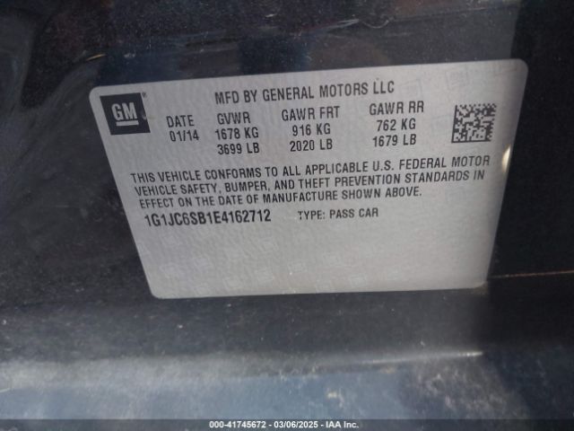 1G1JC6SB1E4162712 Chevrolet Sonic Lt Auto