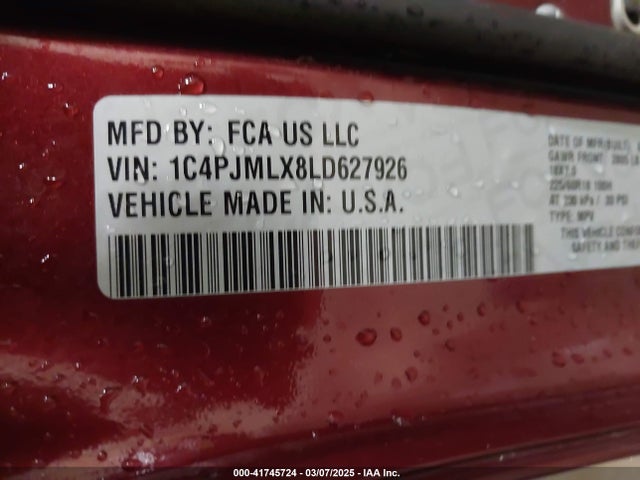 1C4PJMLX8LD627926 Jeep Cherokee Altitude 4x4