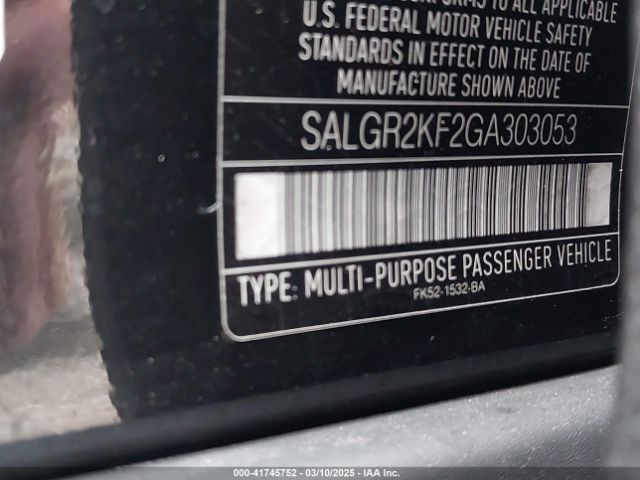 SALGR2KF2GA303053 Land Rover Range Rover 3.0l V6 Turbocharged Diesel Td6