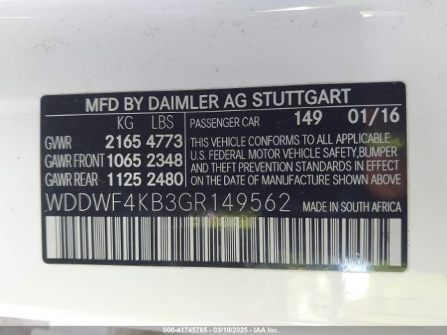 WDDWF4KB3GR149562 Mercedes-Benz C 300 4matic/luxury 4matic/sport 4matic