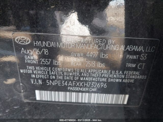 5NPE34AFXKH732696 Hyundai Sonata Sport