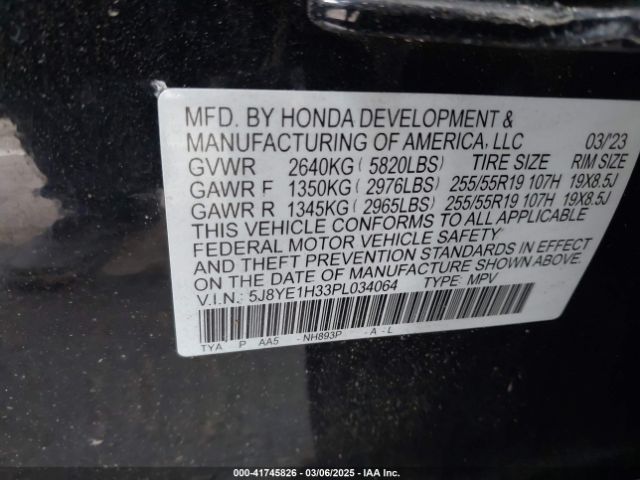 5J8YE1H33PL034064 Acura Mdx Standard