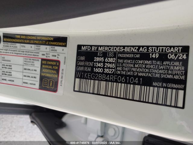 W1KEG2BB4RF061041 Mercedes-Benz Eqe 350+