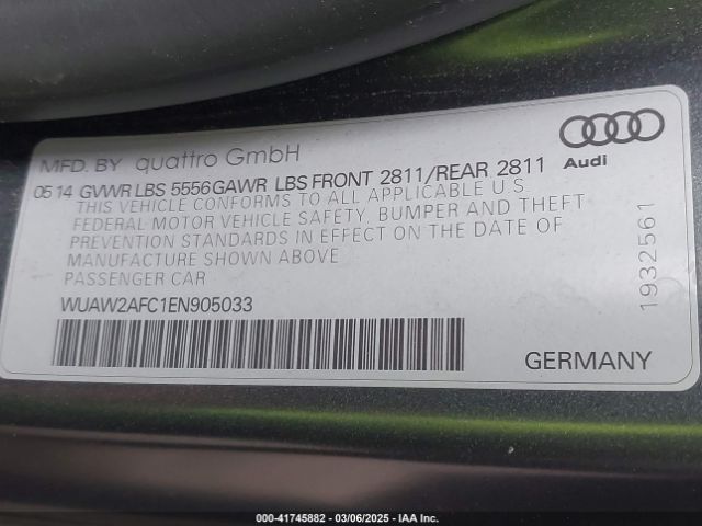 WUAW2AFC1EN905033 Audi Rs 7 4.0t Prestige