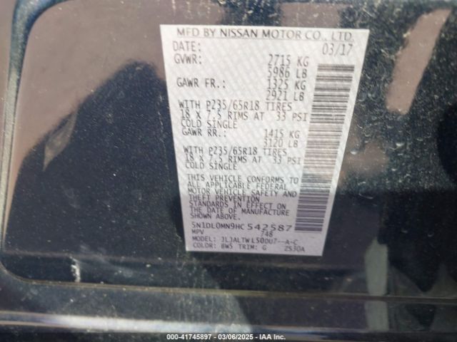 5N1DL0MN9HC542587 Infiniti QX60