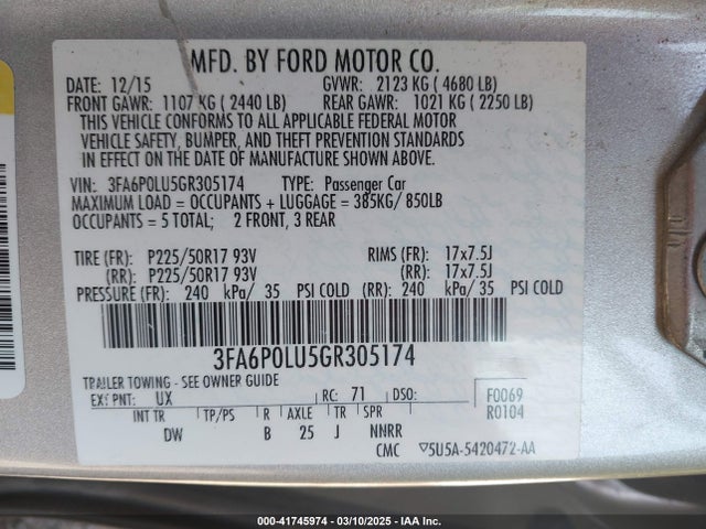 Ford Fusion Hybrid Se 2016 3FA6P0LU5GR305174 Image 9