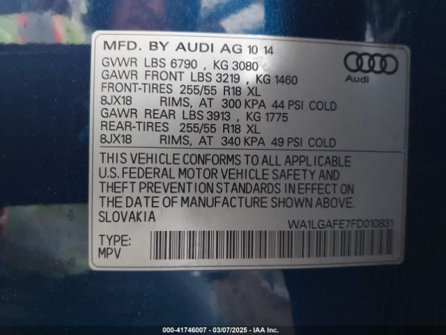 WA1LGAFE7FD010831 Audi Q7 3.0t Premium