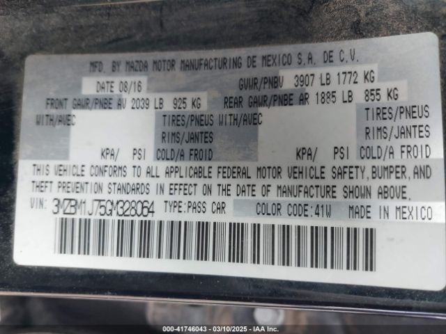 3MZBM1J75GM328064 Mazda Mazda3 I Sport