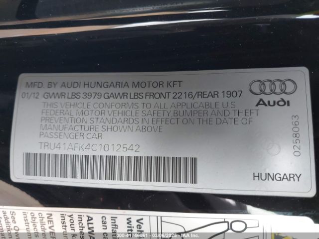 2012 AUDI TTS TRU41AFK4C1012542 Photo 8