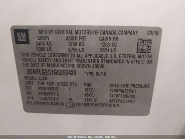 2GNFLGE37G6263429 Chevrolet Equinox Ltz