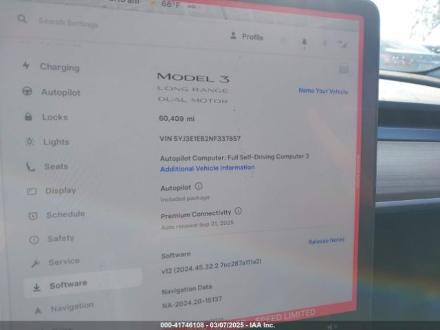 5YJ3E1EB2NF337857 Tesla 2022