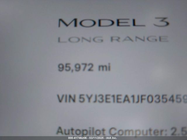 5YJ3E1EA1JF035459 Tesla Model 3 Long Range/mid Range
