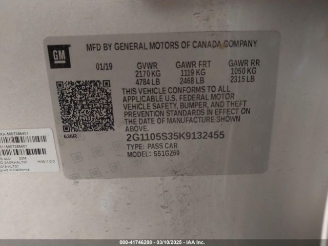 2G1105S35K9132455 Chevrolet Impala Premier