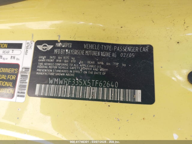 2005 MINI COOPER WMWRF335X5TF62640 Photo 8