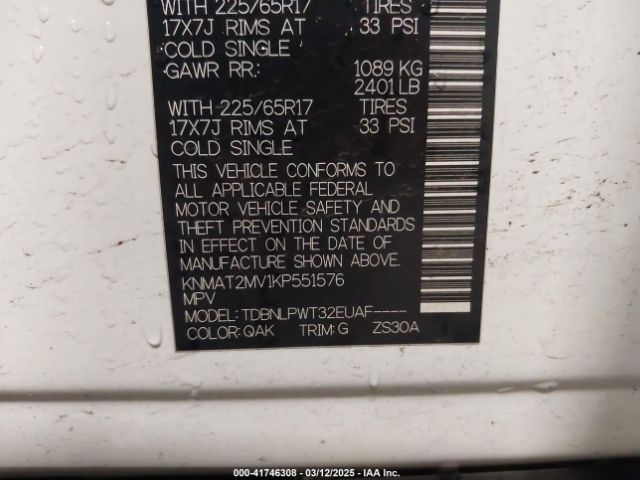 KNMAT2MV1KP551576 Nissan ROGUE S