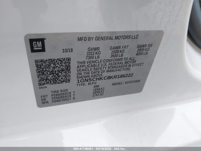 1GNSCHKC8KR186222 Chevrolet Suburban Lt