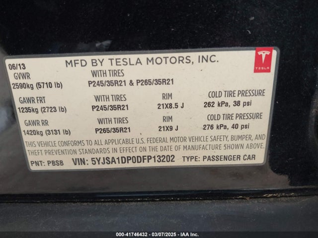 2013 TESLA MODEL S 5YJSA1DP0DFP13202 Photo 8