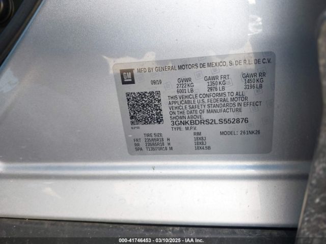 3GNKBDRS2LS552876 Chevrolet Blazer Fwd 3lt