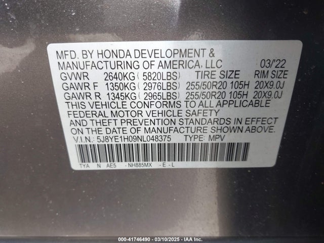 Acura Mdx A-spec Package 2022 5J8YE1H09NL048375 Image 9