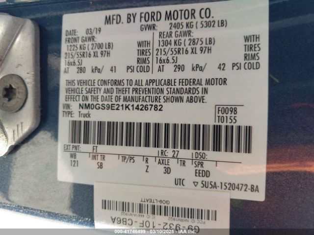 NM0GS9E21K1426782 Ford Transit Connect Xl
