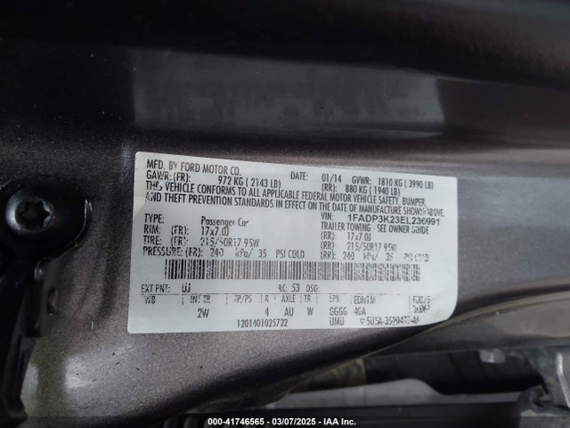 Ford FOCUS SE 2014 1FADP3K23EL236991 Image 9