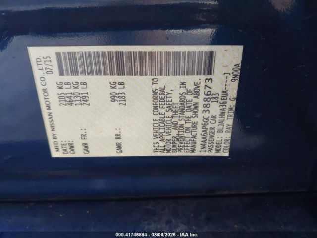 1N4AA6AP6GC388673 Nissan Maxima 3.5 Platinum