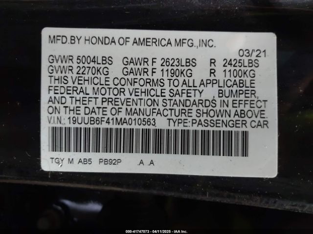 19UUB6F41MA010563 Acura Tlx Technology Package