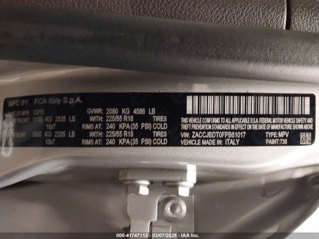 ZACCJBDT0FPB61017 Jeep Renegade Limited
