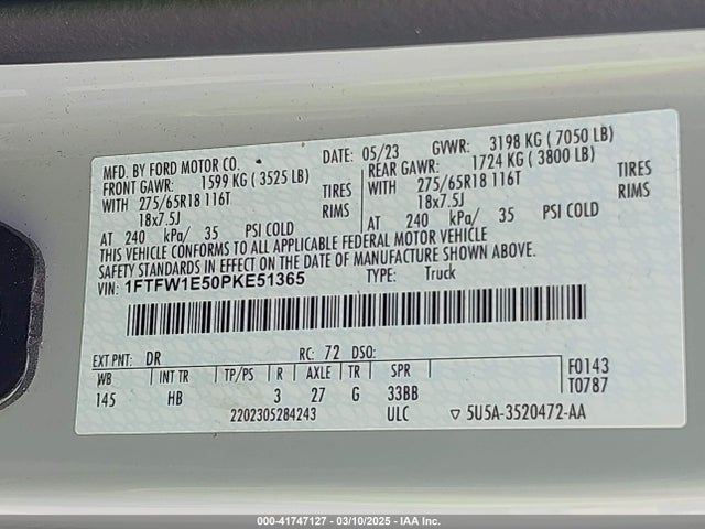 Ford F-150 Lariat 2023 1FTFW1E50PKE51365 Image 9