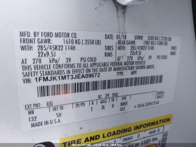 1FMJK1MT3JEA09672 Ford Expedition Max Platinum