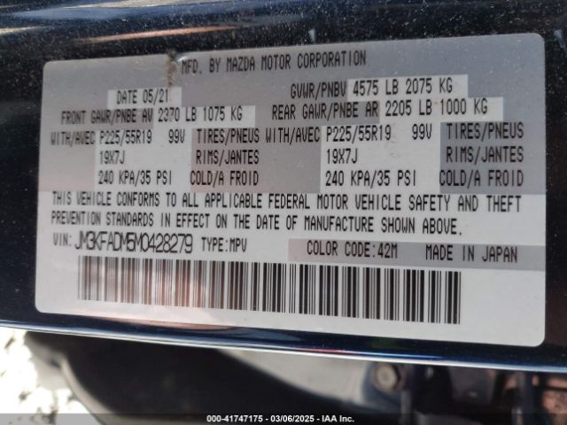 JM3KFADM5M0428279 Mazda Cx-5 Grand Touring