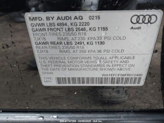 WA1EFCFS6FR012490 Audi Q3 2.0t Premium Plus