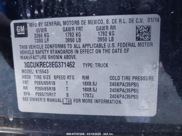 3GCUKREC8EG371462 Chevrolet Silverado 1500 2lt