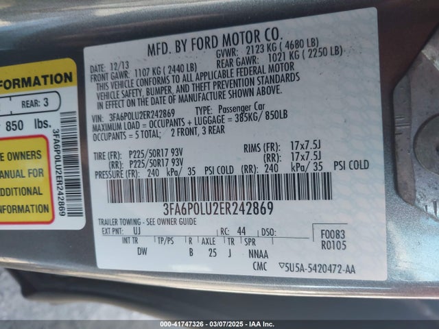 Ford Fusion Hybrid Se 2014 3FA6P0LU2ER242869 Image 9