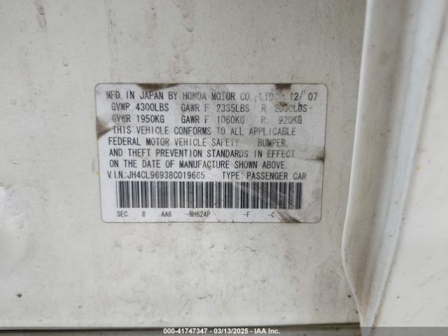 2008 ACURA TSX JH4CL96938C019665 Photo 8