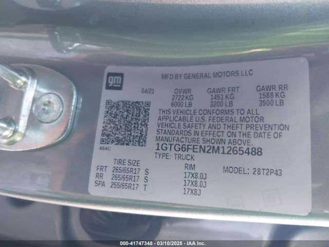 1GTG6FEN2M1265488 GMC Canyon 4wd  Short Box At4 - Leather