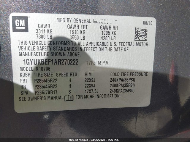 2010 CADILLAC ESCALADE 1GYUKBEF1AR270222 Photo 8