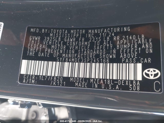 Toyota COROLLA LE 2025 5YFB4MDE3SP245166 Image 9