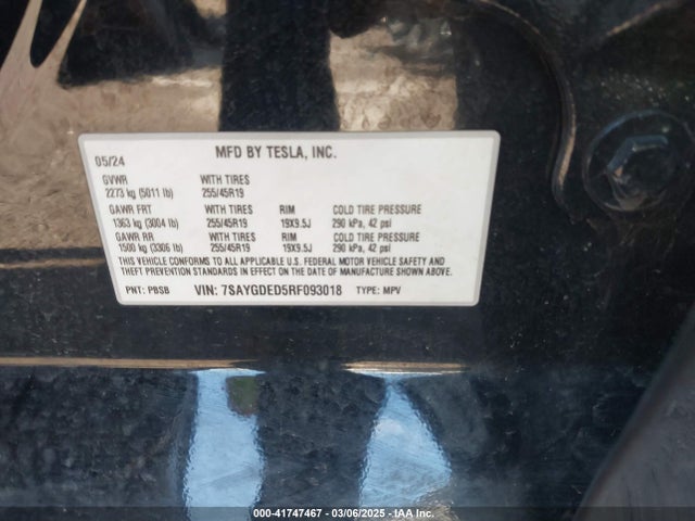 2024 TESLA MODEL Y 7SAYGDED5RF093018 Photo 8