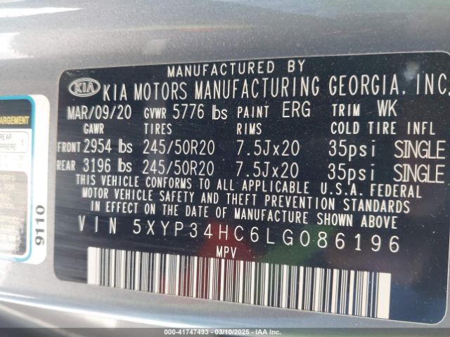 5XYP34HC6LG086196 KIA Telluride Ex