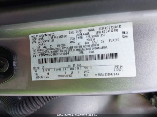 1FTFW1ED4MFB51064 Ford F150 Supercrew