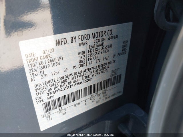 3FMTK3SU3PMA65341 Ford 2023