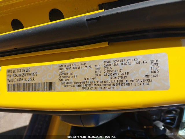 1C4HJXAG5MW691176 Jeep Wrangler Sport 4x4