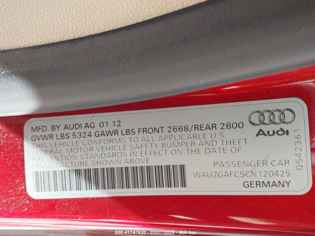2012 AUDI A7 WAU2GAFC5CN120425 Photo 8