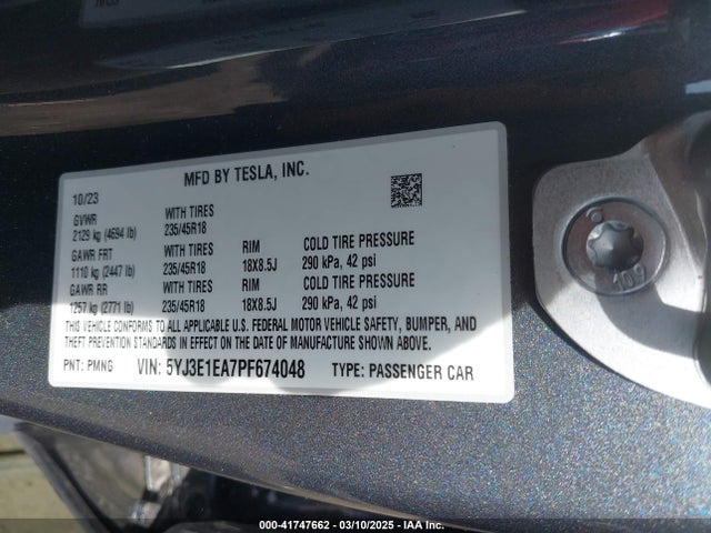 2023 TESLA MODEL 3 5YJ3E1EA7PF674048 Photo 8