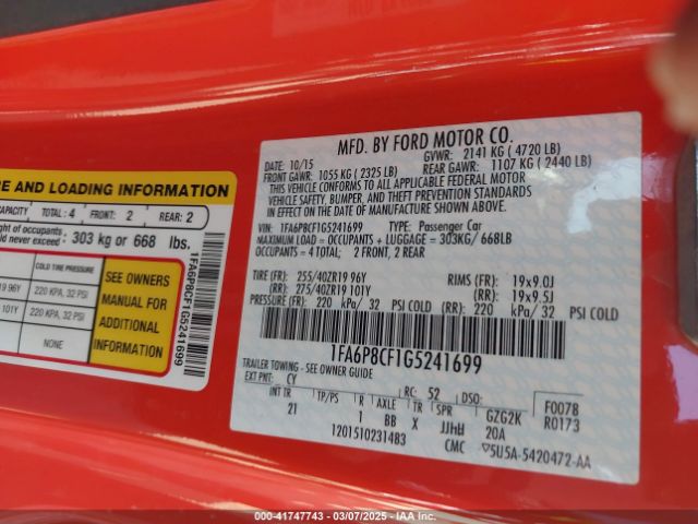 1FA6P8CF1G5241699 Ford MUSTANG GT