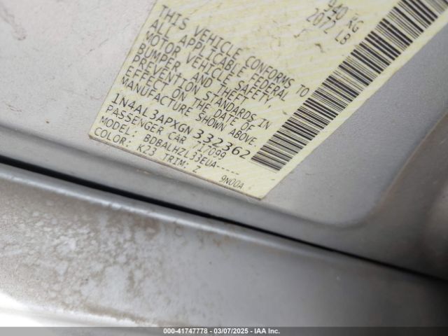 1N4AL3APXGN332362 Nissan Altima 2.5 Sr