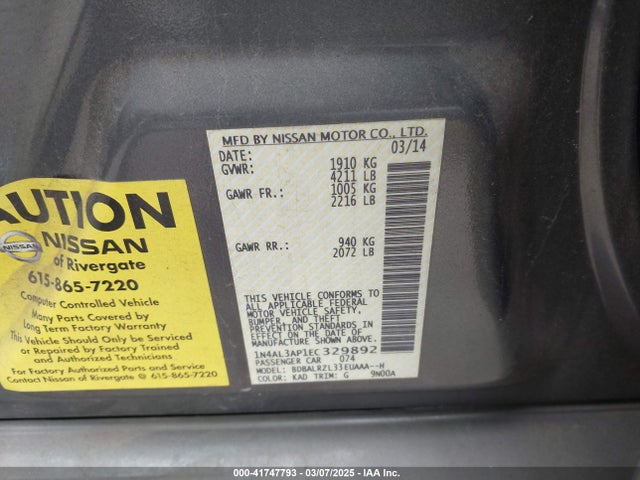 Nissan Altima 2.5 S 2014 1N4AL3AP1EC329892 Image 9