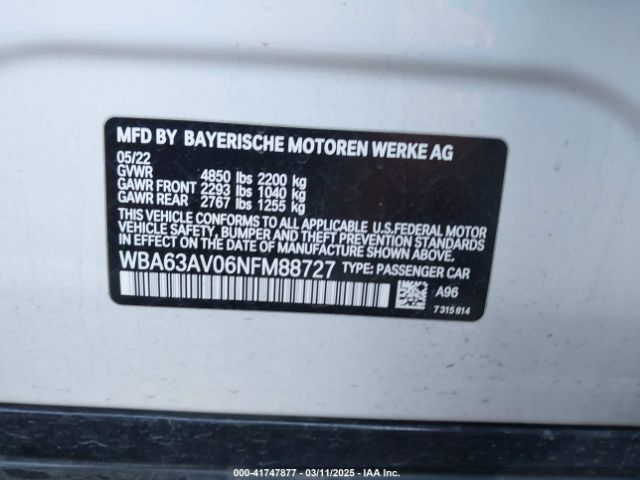 2022 BMW 430I GRAN COUPE WBA63AV06NFM88727 Photo 8